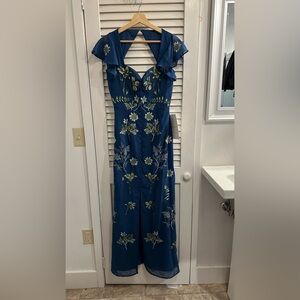 Elegant Blue Floral Dress